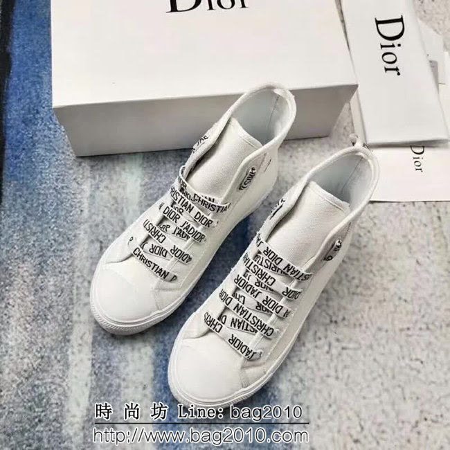 DIOR迪奧 2018秋冬新款 高端版本 帆布白色女休閒鞋 QZS2649